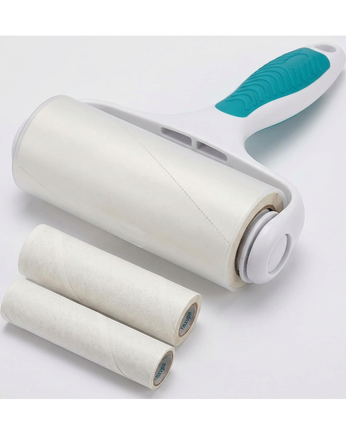 Ymxvpn Spiral-Cut Adhesive Lint Roller 60 Sheets with Two Refills White Teal - Detail view