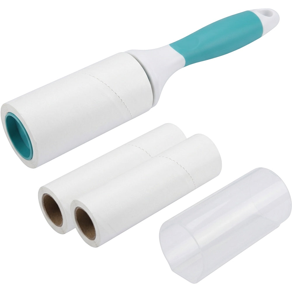 Ymxvpn Spiral-Cut Adhesive Lint Roller 60 Sheets with Two Refills White Teal - Product view
