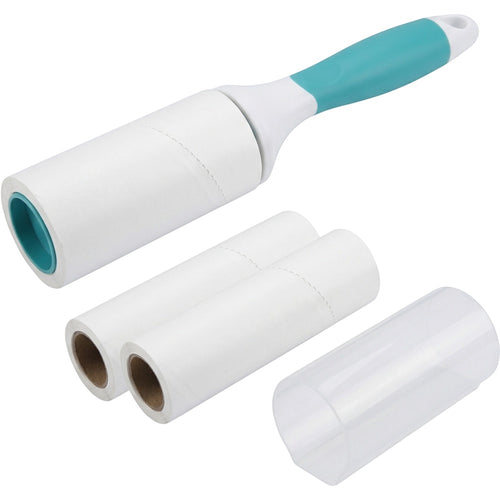Ymxvpn Spiral-Cut Adhesive Lint Roller 60 Sheets with Two Refills White Teal - Product view