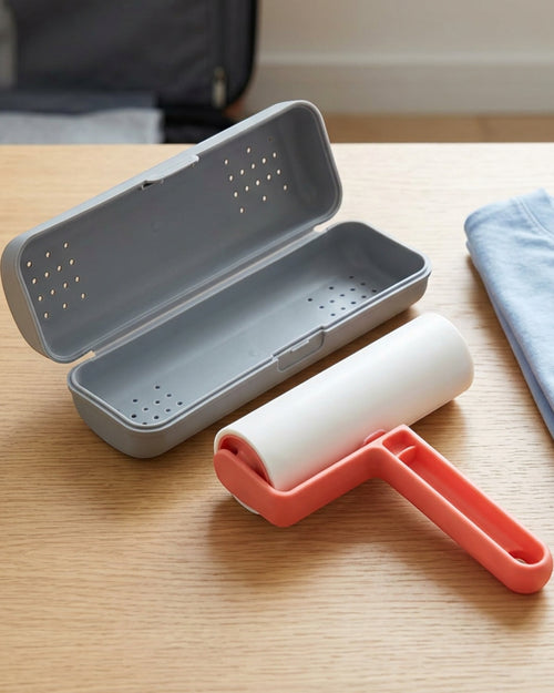 Ymxvpn Washable Silicone Gel Lint Roller with Travel Case Coral Gray - Lifestyle view